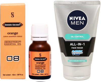 SHEER SECRET ORANGE ESSENTIAL OIL 15 ML and NIVEA ALL IN 1 FACE WASH 100 ML(Set of 2)
SHEER SECRET ORANGE ESSENTIAL OIL 15 ML and NIVEA ALL IN 1 FACE WASH 100 ML(Set of 2)