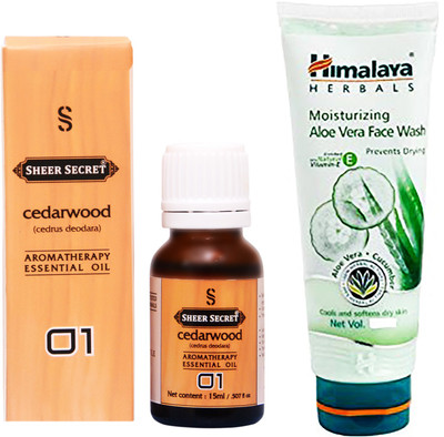 SHEER SECRET CEDARWOOD ESSENTIAL OIL 15 ML and HIMALAYA ALOEVERA FACE WASH 100 ML(Set of 2)
SHEER SECRET CEDARWOOD ESSENTIAL OIL 15 ML and HIMALAYA ALOEVERA FACE WASH 100 ML(Set of 2)