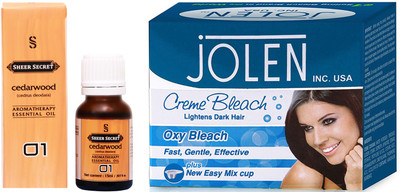 SHEER SECRET CEDARWOOD ESSENTIAL OIL 15ML and JOLEN OXY BLEACH 35GRAMS(Set of 2)