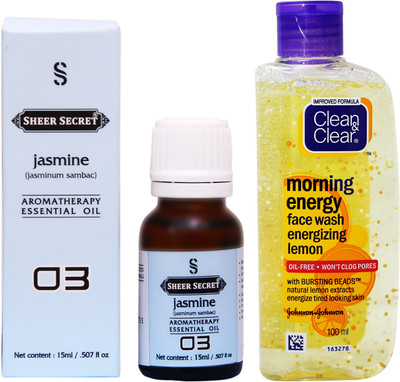 SHEER SECRET JASMINE ESSENTIAL OIL 15 ML and CLEAN & CLEAR MORNING ENERGY LEMON FACE WASH 100 ML(Set of 2)
SHEER SECRET JASMINE ESSENTIAL OIL 15 ML and CLEAN & CLEAR MORNING ENERGY LEMON FACE WASH 100 ML(Set of 2)