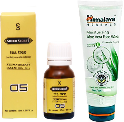 SHEER SECRET TEA TREE ESSENTIAL OIL 15 ML and HIMALAYA ALOEVERA FACE WASH 100 ML(Set of 2)
SHEER SECRET TEA TREE ESSENTIAL OIL 15 ML and HIMALAYA ALOEVERA FACE WASH 100 ML(Set of 2)