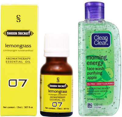 SHEER SECRET LEMONGRASS ESSENTIAL OIL 15 ML and CLEAN & CLEAR MORNING ENERGY APPLE FACE WASH 100 ML(Set of 2)
SHEER SECRET LEMONGRASS ESSENTIAL OIL 15 ML and CLEAN & CLEAR MORNING ENERGY APPLE FACE WASH 100 ML(Set of 2)