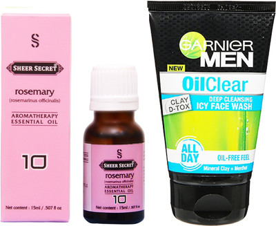 SHEER SECRET ROSEMARY ESSENTIAL OIL 15 ML and GARNIER MEN'S OIL CLEAR FACE WASH 100 ML(Set of 2)
SHEER SECRET ROSEMARY ESSENTIAL OIL 15 ML and GARNIER MEN'S OIL CLEAR FACE WASH 100 ML(Set of 2)