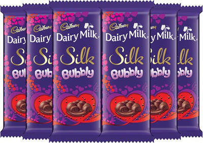 Cadbury Dairy Milk Silk Bubbly Valentine Chocolate Bar 50g - Pack of 6 Bars(Pack of 6, 300 g)
Cadbury Dairy Milk Silk Bubbly Valentine Chocolate Bar 50g - Pack of 6 Bars(Pack of 6, 300 g)