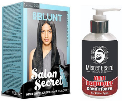 MISTER BEARD ANTI DANDRUFF CONDITIONER WITH BBLUNT NATURAL BLACK (1) HAIR COLOUR(Set of 2)