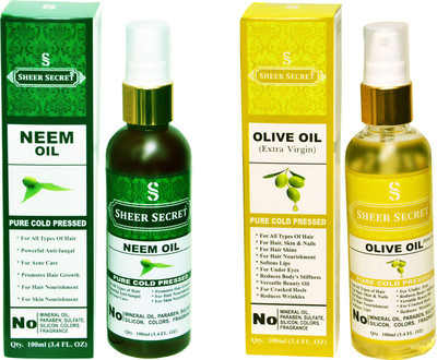 SHEER SECRET OLIVE OIL and NEEM OIL (100% PURE COLD PRESSED OIL) Hair Oil(200 ml)