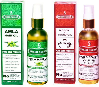 SHEER SECRET MOOCH & BEARD OIL and AMLA HAIR OIL (100% PURE COLD PRESSED OIL) Hair Oil(200 ml)
SHEER SECRET MOOCH & BEARD OIL and AMLA HAIR OIL (100% PURE COLD PRESSED OIL) Hair Oil(200 ml)