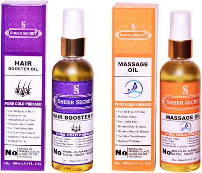 SHEER SECRET MASSAGE OIL and HAIR BOOSTER OIL (100% PURE COLD PRESSED OIL) Hair Oil(200 ml)
SHEER SECRET MASSAGE OIL and HAIR BOOSTER OIL (100% PURE COLD PRESSED OIL) Hair Oil(200 ml)