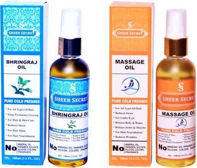 SHEER SECRET MASSAGE OIL and BHRINGRAJ OIL (100% PURE COLD PRESSED OIL) Hair Oil(200 ml)
SHEER SECRET MASSAGE OIL and BHRINGRAJ OIL (100% PURE COLD PRESSED OIL) Hair Oil(200 ml)