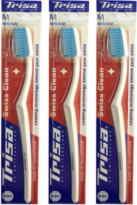 Trisa Swiss Clean Medium Medium Toothbrush(Pack of 3)