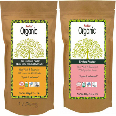 Radico 100% Organic Amla Ritha Shikakai Mix (Hair Treatment) With 100% Organic Brahmi Powder(Set of 2)
Radico 100% Organic Amla Ritha Shikakai Mix (Hair Treatment) With 100% Organic Brahmi Powder(Set of 2)