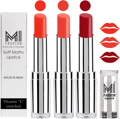 MI Fashion Single Stroke Bold Application Luxurious Smooth Creamy Matte Lipstick Sets of 3(Orange Crush Lipstick,Coral Glamour Lipstick,Dry Red Lipstick)
MI Fashion Single Stroke Bold Application Luxurious Smooth Creamy Matte Lipstick Sets of 3(Orange Crush Lipstick,Coral Glamour Lipstick,Dry Red Lipstick)