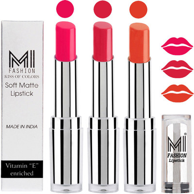 MI Fashion Single Stroke Bold Application Luxurious Smooth Creamy Matte Lipstick Sets of 3(Rosy Pink Lipstick,Mauve Lipstick,Brick Red Lipstick)
MI Fashion Single Stroke Bold Application Luxurious Smooth Creamy Matte Lipstick Sets of 3(Rosy Pink Lipstick,Mauve Lipstick,Brick Red Lipstick)