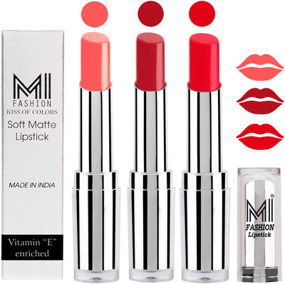 MI Fashion Single Stroke Bold Application Luxurious Smooth Creamy Matte Lipstick Sets of 3(metallic nude Lipstick,Red Alert Lipstick,Reddish Orange Lipstick)
MI Fashion Single Stroke Bold Application Luxurious Smooth Creamy Matte Lipstick Sets of 3(metallic nude Lipstick,Red Alert Lipstick,Reddish Orange Lipstick)
