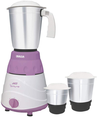 Inalsa Jazz 550 Mixer Grinder(Purple, White, 3 Jars)