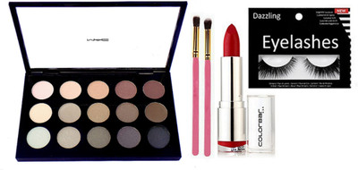 dazzling Eyelashes with 15 Shades Eye shadow Palette with makeup brush & Lipstick(Set of 5)
dazzling Eyelashes with 15 Shades Eye shadow Palette with makeup brush & Lipstick(Set of 5)