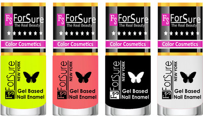 Forsure Fast Dry and Chip Resistant Nail Polish Yellow, Peach, Black, White(Pack of 4)
Forsure Fast Dry and Chip Resistant Nail Polish Yellow, Peach, Black, White(Pack of 4)