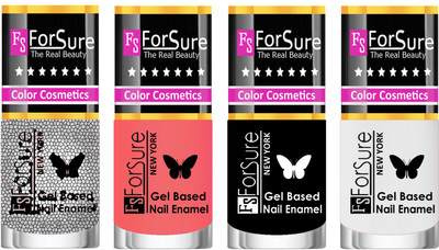 Forsure Fast Dry and Chip Resistant Nail Polish Silver Glitter, Peach, Black, White(Pack of 4)
Forsure Fast Dry and Chip Resistant Nail Polish Silver Glitter, Peach, Black, White(Pack of 4)