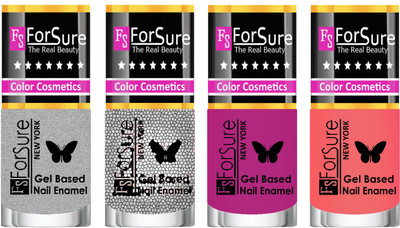 Forsure Fast Dry and Chip Resistant Nail Polish Silver, Silver, Silver Glitter, Mauve, Peach(Pack of 4)
Forsure Fast Dry and Chip Resistant Nail Polish Silver, Silver, Silver Glitter, Mauve, Peach(Pack of 4)