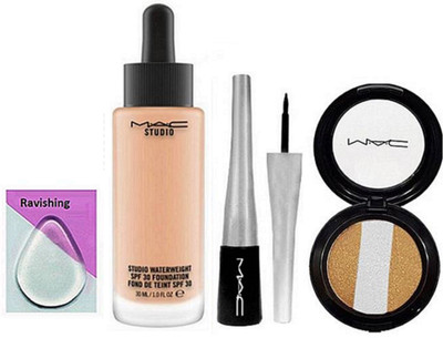 ravishing silicon puff, Mac studio water weight foundation & 3 shades eye shadow & eyeliner(Set of 4)
ravishing silicon puff, Mac studio water weight foundation & 3 shades eye shadow & eyeliner(Set of 4)