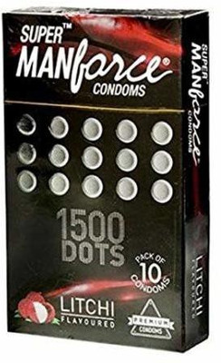 Manforce Litchi Flavoured 1500 Dots Premium Condom 10s Condom(Set of 4, 40S)