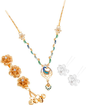 Voylla Glittering Hair Accessory Set Hair Pin(Gold)