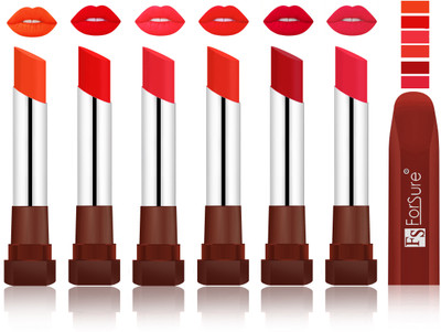 Forsure Nude, Romantic Red, Peach, Beach Nude, Bright Red, Baby Pink VELVET MATTE LIPSTICK(Nude, Romantic Red, Peach, Beach Nude, Bright Red, Baby Pink)
