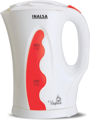 Inalsa Vapor Electric Kettle(1.2 L, White, Red)