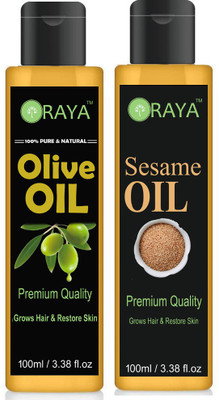 ORAYA 100% Organic Sesame Oil And Extra Virgin Olive Oil For Hair Growth Hair Oil(200 ml)