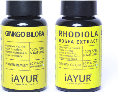 iAYUR Rhodiola 500 Mg 60 Veg Caps & Ginkgo Biloba 120 Mg 60 Veg Caps Potent Formula(120 No)
iAYUR Rhodiola 500 Mg 60 Veg Caps & Ginkgo Biloba 120 Mg 60 Veg Caps Potent Formula(120 No)