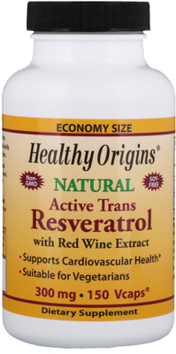 Healthy Origins Active Trans Resveratrol with Red Wine Exract 300 mg 150 VCaps(150 No)
Healthy Origins Active Trans Resveratrol with Red Wine Exract 300 mg 150 VCaps(150 No)
