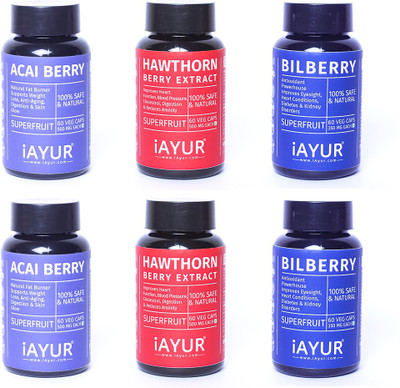 iAYUR Bilberry 350 Mg 60 Veg & Acai Berry 500 Mg 60 Veg & Hawthorn Berry 500 Mg 60 Veg(360 No)
iAYUR Bilberry 350 Mg 60 Veg & Acai Berry 500 Mg 60 Veg & Hawthorn Berry 500 Mg 60 Veg(360 No)