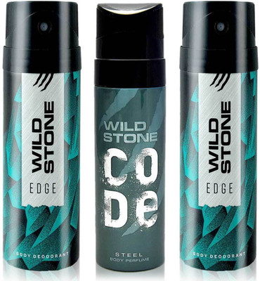 Wild Stone 2 Edge and Code Steel Body Mist - For Men(550 ml, Pack of 3)