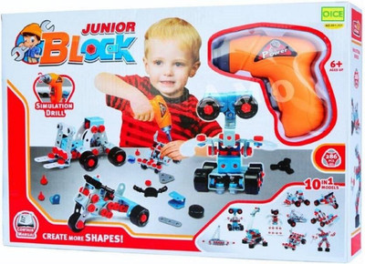 Fabofly Junior Blocks with Simulation Drill having 286 pieces(10 in 1 models) for kids.(Multicolor)
Fabofly Junior Blocks with Simulation Drill having 286 pieces(10 in 1 models) for kids.(Multicolor)