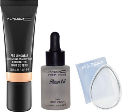 pink palace silicon puff, Mac pro long wear foundation, primer oil(Set of 3)
pink palace silicon puff, Mac pro long wear foundation, primer oil(Set of 3)