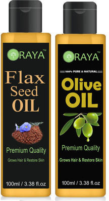 ORAYA Premium Flaxseed oil and Extra Light Olive oil combo of 2 bottles of 100 ml (100ml) Hair Oil (100 ml) Hair Oil(200 ml)
ORAYA Premium Flaxseed oil and Extra Light Olive oil combo of 2 bottles of 100 ml (100ml) Hair Oil (100 ml) Hair Oil(200 ml)
