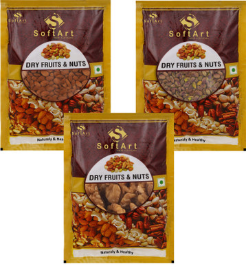 Soft Art 100% Natural Premium Nuts and Dry Fruit Combo 750 gms - Almond (Badaam) - 250 gms, Pistachios (Pista) - 250 gms and Walnut (Akhrot) - 250 gms Almonds, Pistachios, Walnuts(250 g, Vacuum Pack)
Soft Art 100% Natural Premium Nuts and Dry Fruit Combo 750 gms - Almond (Badaam) - 250 gms, Pistachios (Pista) - 250 gms and Walnut (Akhrot) - 250 gms Almonds, Pistachios, Walnuts(250 g, Vacuum Pack)