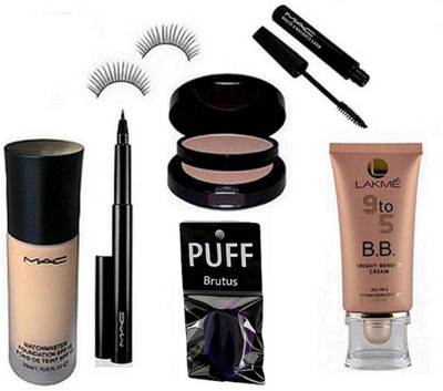 BRUTUS Silicon Puff,Eyelashes with Pen Eyeliner& Two Way compact, 9to5 B.B Bright Benefit Cream & Mac Match Master Foundation, Mascara(Set of 7)
BRUTUS Silicon Puff,Eyelashes with Pen Eyeliner& Two Way compact, 9to5 B.B Bright Benefit Cream & Mac Match Master Foundation, Mascara(Set of 7)