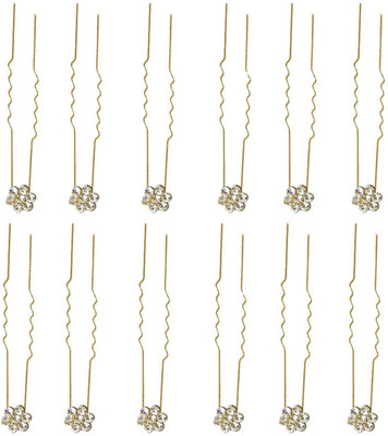 Chooz Designer Studio Crystal Gold Plated Rhinestone Flower Hair Jewellery Pin for Women - 12 Pieces Hair Pin(White)
Chooz Designer Studio Crystal Gold Plated Rhinestone Flower Hair Jewellery Pin for Women - 12 Pieces Hair Pin(White)