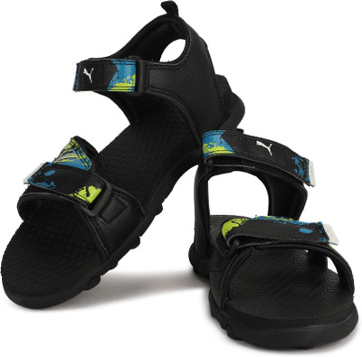 Puma Boys & Girls Velcro Sports Sandals(Black, Puma black mykones blue