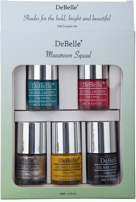 DeBelle Nail Lacquer set Macaroon Squad gift pack of 5 Royale Cocktail, Fuschia Rose, Sparkling Dust, caramelo Yellow, Copper Glaze(Pack of 5)
DeBelle Nail Lacquer set Macaroon Squad gift pack of 5 Royale Cocktail, Fuschia Rose, Sparkling Dust, caramelo Yellow, Copper Glaze(Pack of 5)