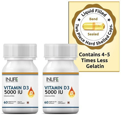 Inlife Vitamin D3 Cholecalciferol Supplement for Men Women 5000 IU-60 Capsules (2 Pack)(120 No)
Inlife Vitamin D3 Cholecalciferol Supplement for Men Women 5000 IU-60 Capsules (2 Pack)(120 No)