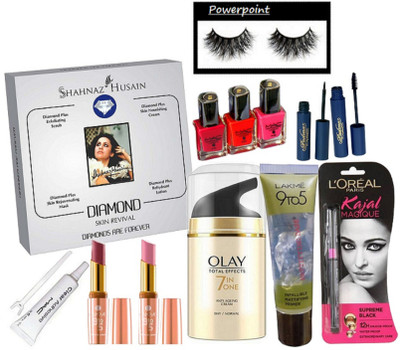 powerpoint Eyelashes, Eyelashes Glue, L'oreal Kajal, Olay Cream, Shahnaz Husain Dimond Faceial Kit, Lakme 9to5 Primer, Lipstick ( pack of 2), Mac Nail Paint ( pack of 3 ), Padma Eyeliner, Mascara(Set of 13)
powerpoint Eyelashes, Eyelashes Glue, L'oreal Kajal, Olay Cream, Shahnaz Husain Dimond Faceial Kit, Lakme 9to5 Primer, Lipstick ( pack of 2), Mac Nail Paint ( pack of 3 ), Padma Eyeliner, Mascara(Set of 13)