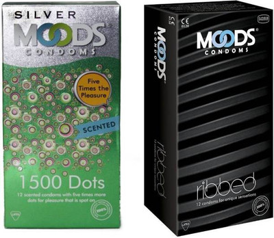 Moods 1500 Dots and Ribbed Condom(Set of 2, 24S)
