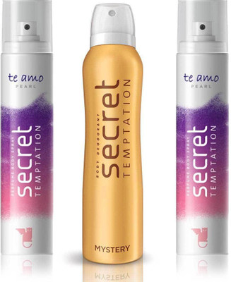 Secret Temptation 2 Te Amo Pearl and Mystery Body Mist - For Women(390 ml, Pack of 3)
Secret Temptation 2 Te Amo Pearl and Mystery Body Mist - For Women(390 ml, Pack of 3)