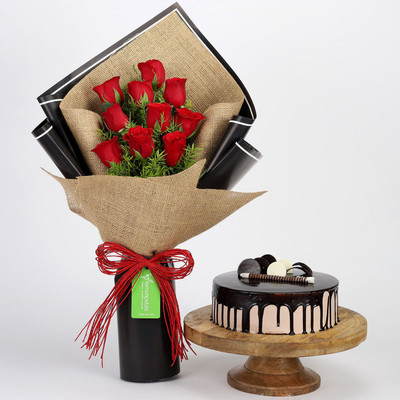 Ferns N Petals 10 Red Roses Beautifully Wrapped with Choco Cream Cake for Birthday/Anniversary/Valentine's Gifting Combo(600gm)
Ferns N Petals 10 Red Roses Beautifully Wrapped with Choco Cream Cake for Birthday/Anniversary/Valentine's Gifting Combo(600gm)