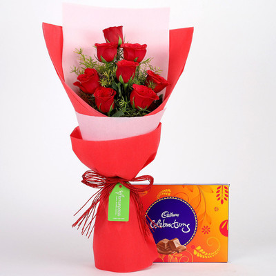 Ferns N Petals 8 Red Roses Beautifully Wrapped with Chocolate Celebrations for Birthday/Anniversary/Valentine's Gifting Combo(200gm)
Ferns N Petals 8 Red Roses Beautifully Wrapped with Chocolate Celebrations for Birthday/Anniversary/Valentine's Gifting Combo(200gm)