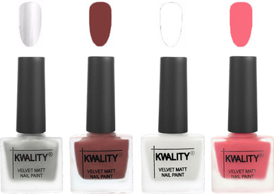 Kwality Premium Quality Dull Velvet Matte Nail Polish Flat Brush Exclusive Combo (2201202069 ) Silver,Dark Tan,White,Frozen Pink(Pack of 4)
Kwality Premium Quality Dull Velvet Matte Nail Polish Flat Brush Exclusive Combo (2201202069 ) Silver,Dark Tan,White,Frozen Pink(Pack of 4)