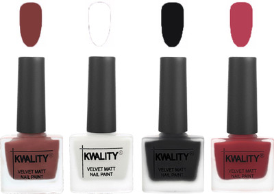 Kwality Premium Quality Dull Velvet Matte Nail Polish Flat Brush Exclusive Combo (2201202104 ) Dark Tan,White,Black,Rani Pink(Pack of 4)
Kwality Premium Quality Dull Velvet Matte Nail Polish Flat Brush Exclusive Combo (2201202104 ) Dark Tan,White,Black,Rani Pink(Pack of 4)