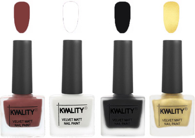 Kwality Premium Quality Dull Velvet Matte Nail Polish Flat Brush Exclusive Combo (2201202086 ) Dark Tan,White,Black,Golden(Pack of 4)
Kwality Premium Quality Dull Velvet Matte Nail Polish Flat Brush Exclusive Combo (2201202086 ) Dark Tan,White,Black,Golden(Pack of 4)